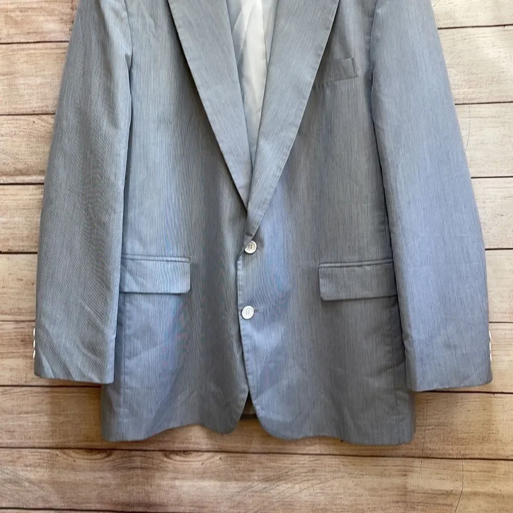VINTAGE HAGGAR BLAZER IN BLUE AND‎ WHITE PINSTRIPES